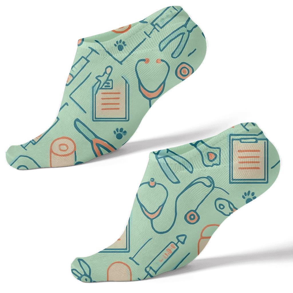 Veterinary Technician Tool Chevron On Soft Green Background personalized ankle socks
