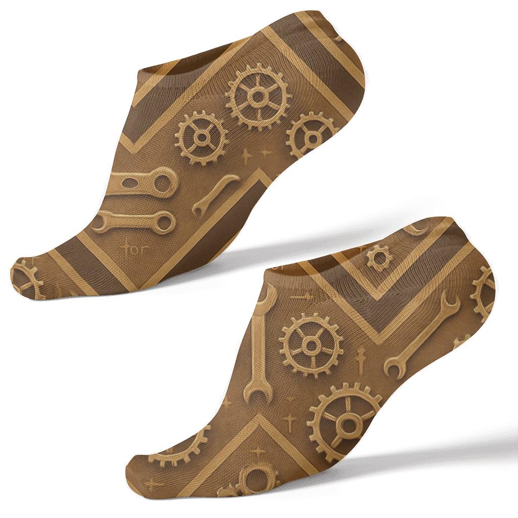 Mechanical Engineer Gear Chevron Collage designer print ankle socks