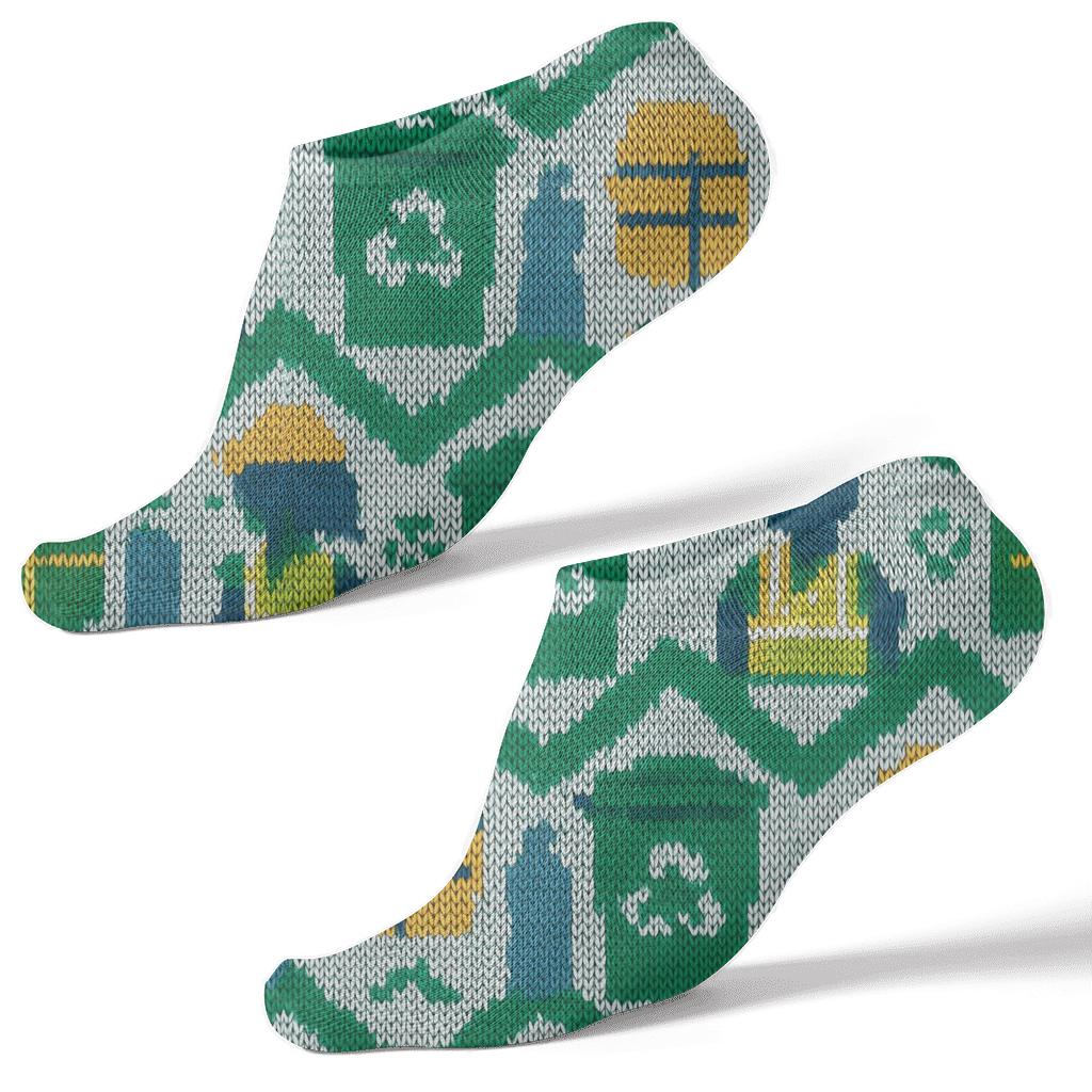 Knit Illusion Recycling Plant Worker Shift Swap Chevron premium sports ankle socks