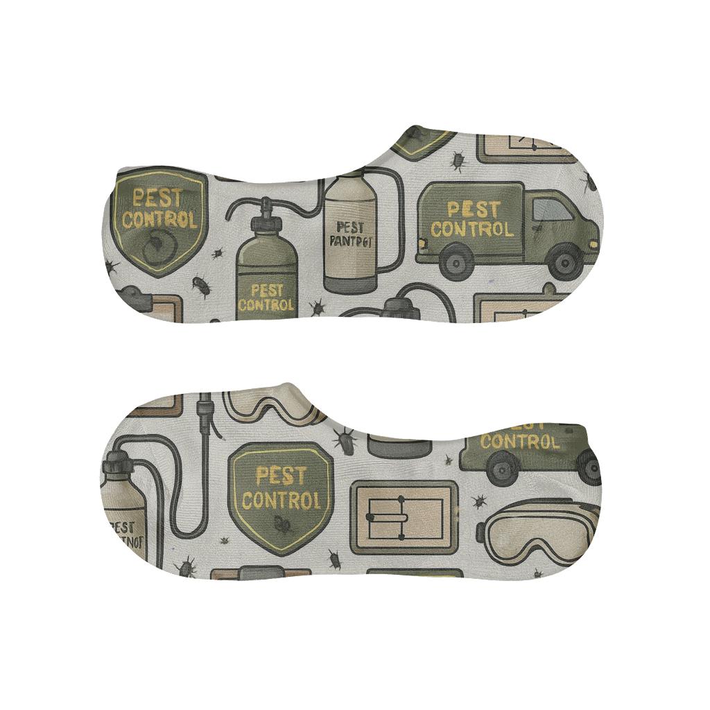 Service Collage With Badge Icons For Pest Control Technician personalized no-show socks