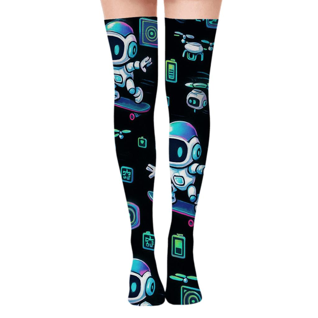 Hologram Skate Park Pattern 2025 stylish fashion over-the-knee socks