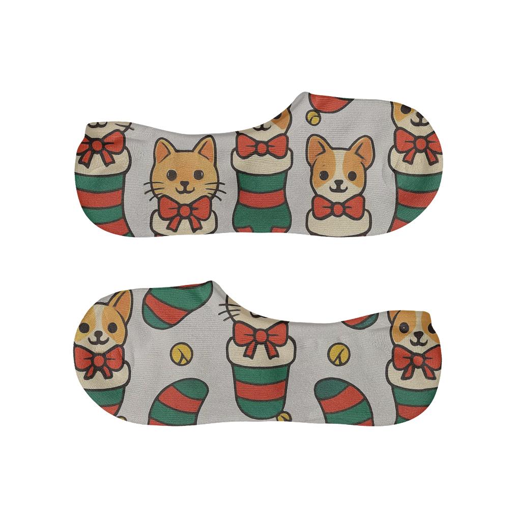 Holiday Pets In Stockings Mirrored Pair comfortable low-cut socks