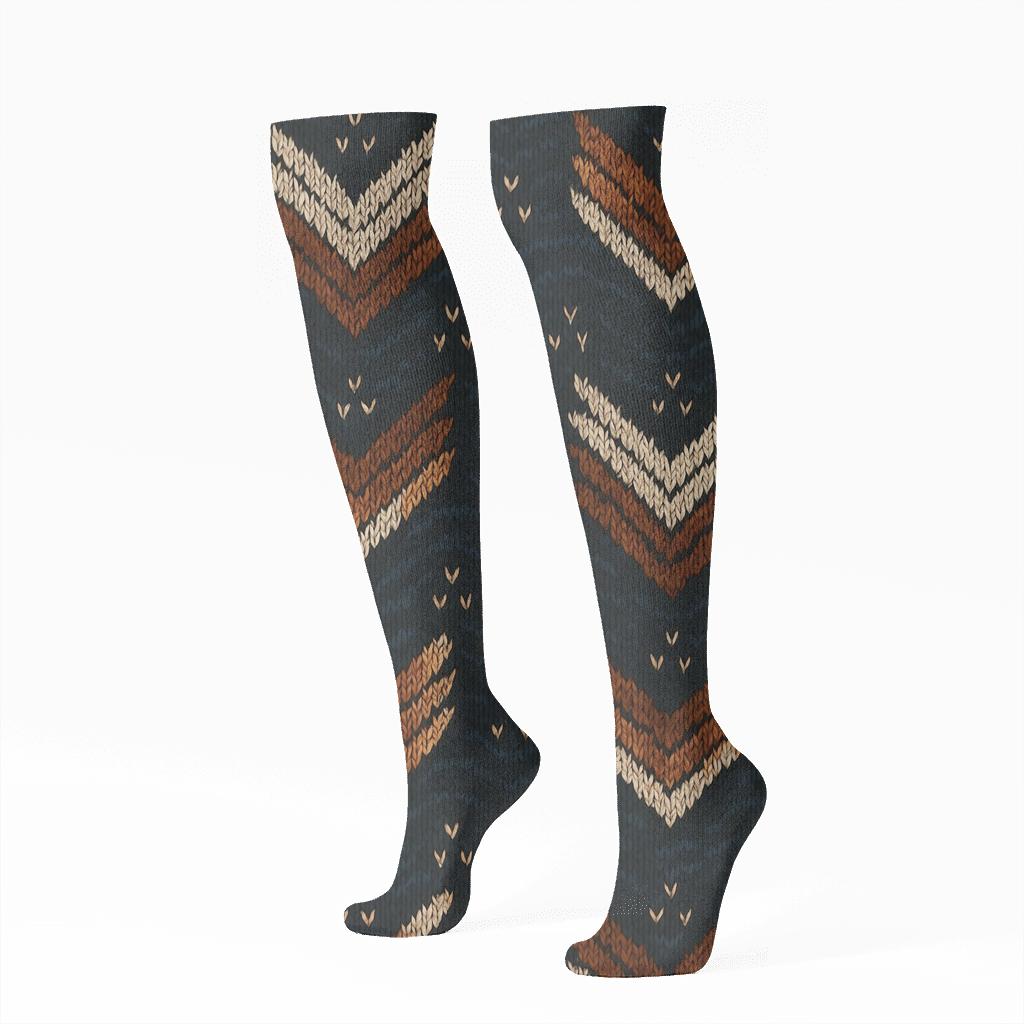Feather Chevron Nightweave Eagle comfortable cotton knee-high socks