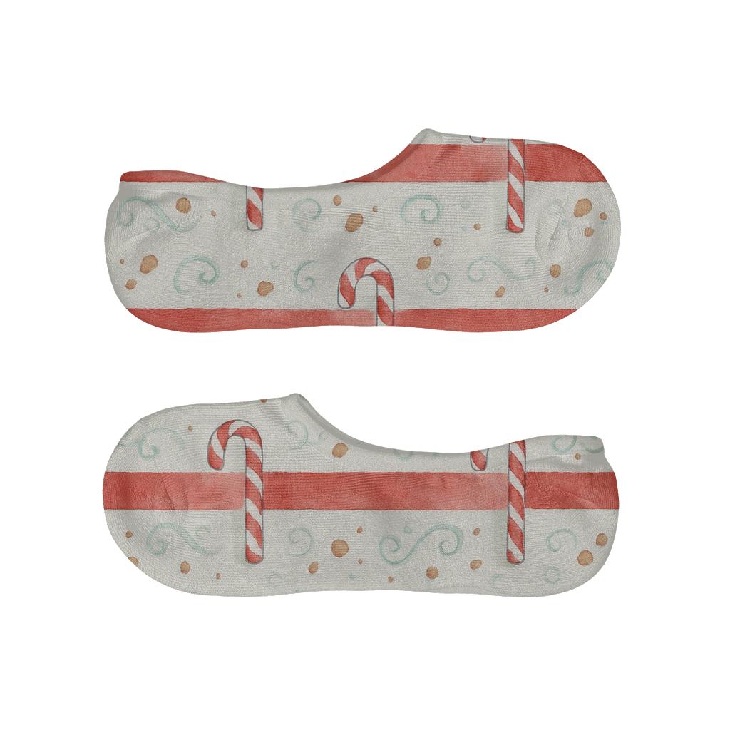 Striped Bands With Candy Canes Interrupts anti-slip no-show socks
