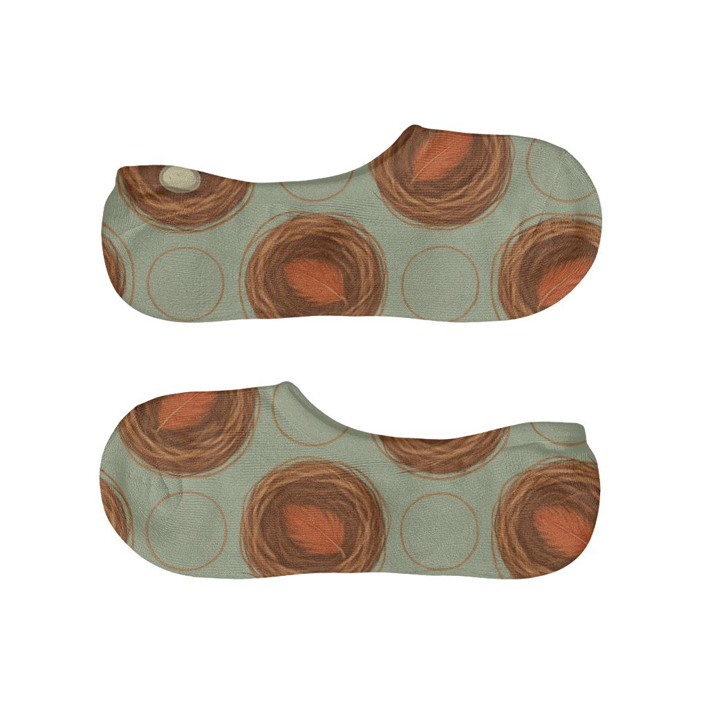 Robin Nest Weave Grid On Mint Background low cut no-show socks