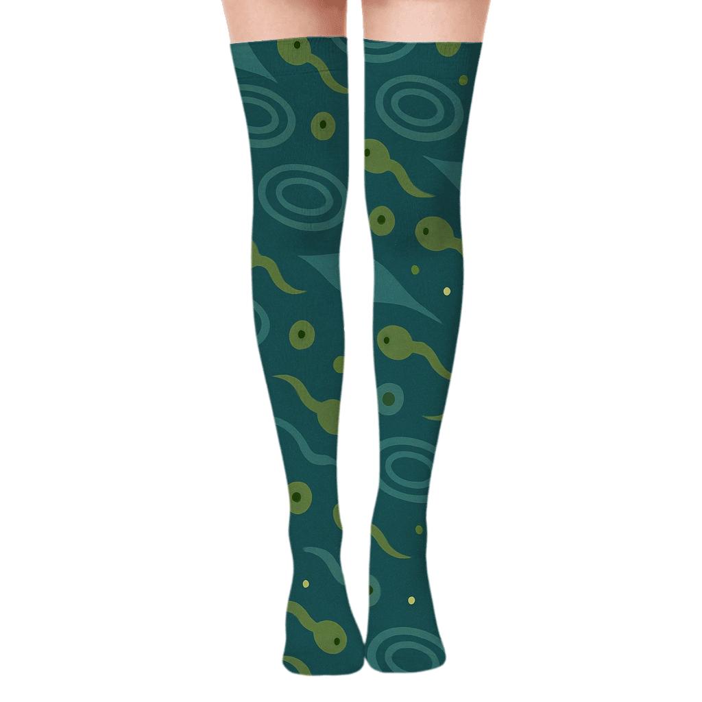 Tadpoles And Ripples With Frog Charm personalized over-the-knee socks