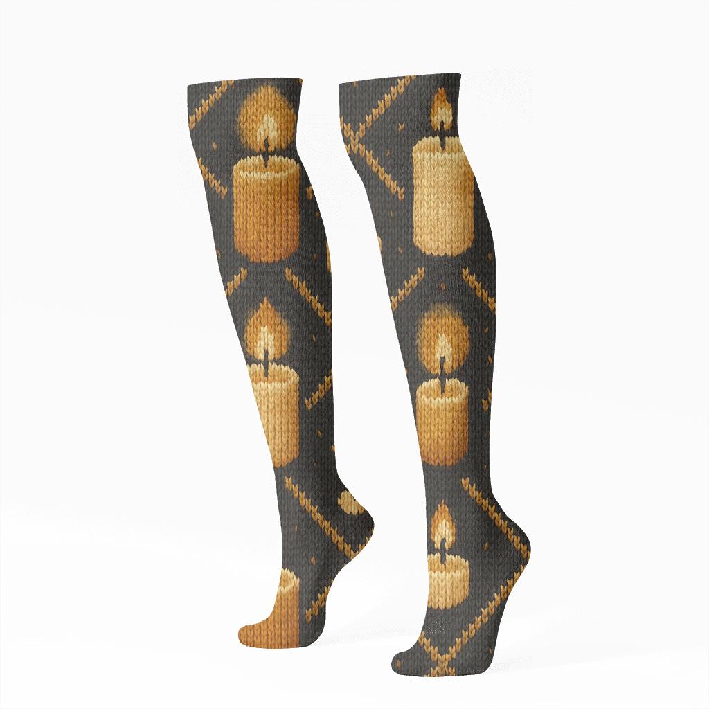 Knitted Hearth Candle Lattice stylish athletic knee-high socks