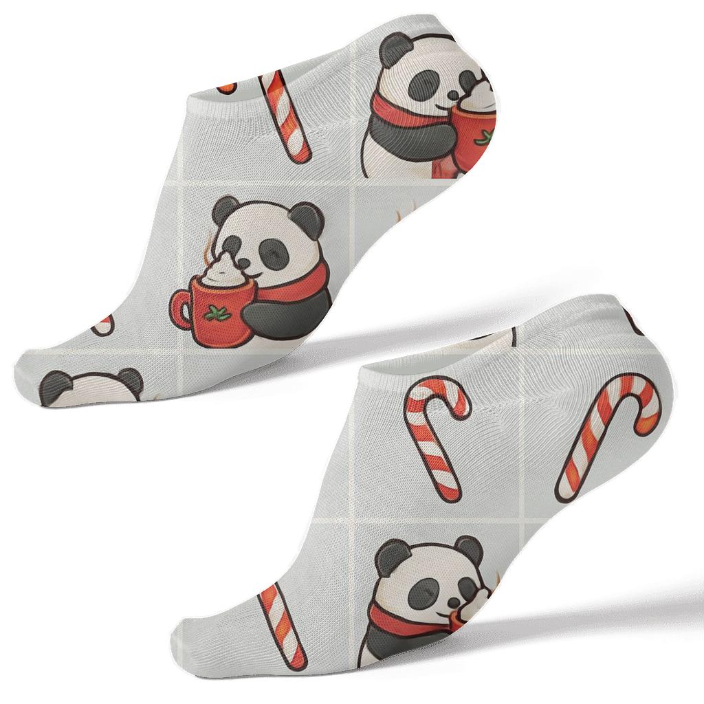 Panda Cocoa Mug Checkerboard On Light Gray Background custom ankle socks