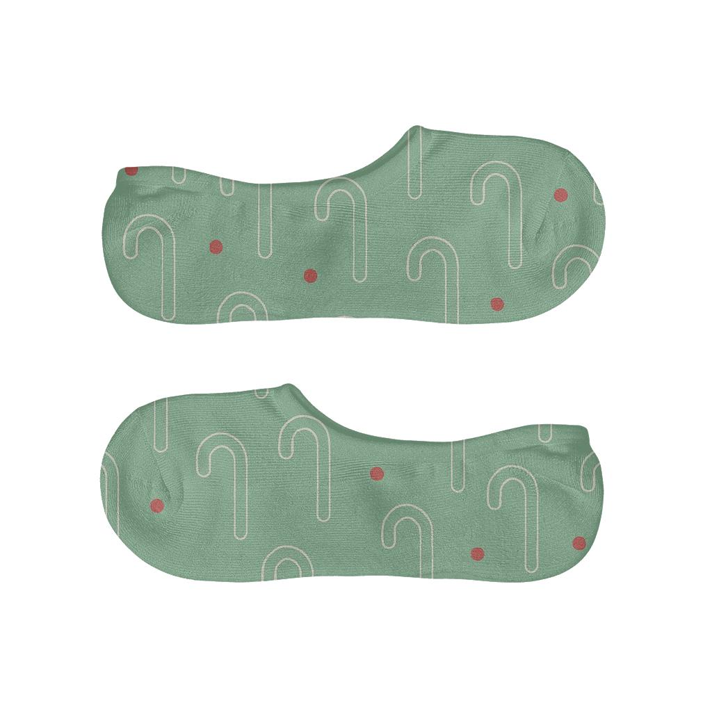 Minimal Candy Canes Outline Dots On Mint breathable no-show socks