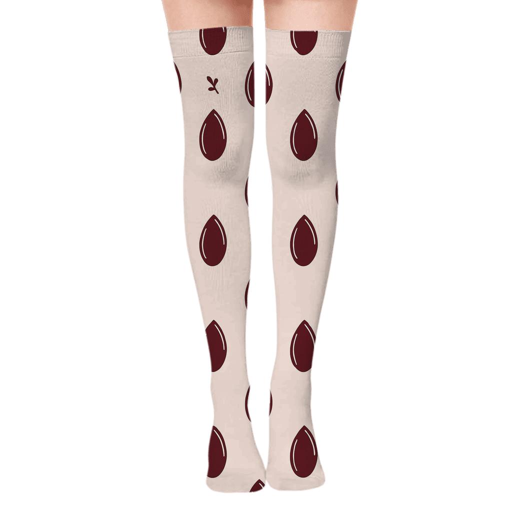 Cherry Pits In Minimalist Dot Grid trendy patterned over-the-knee socks
