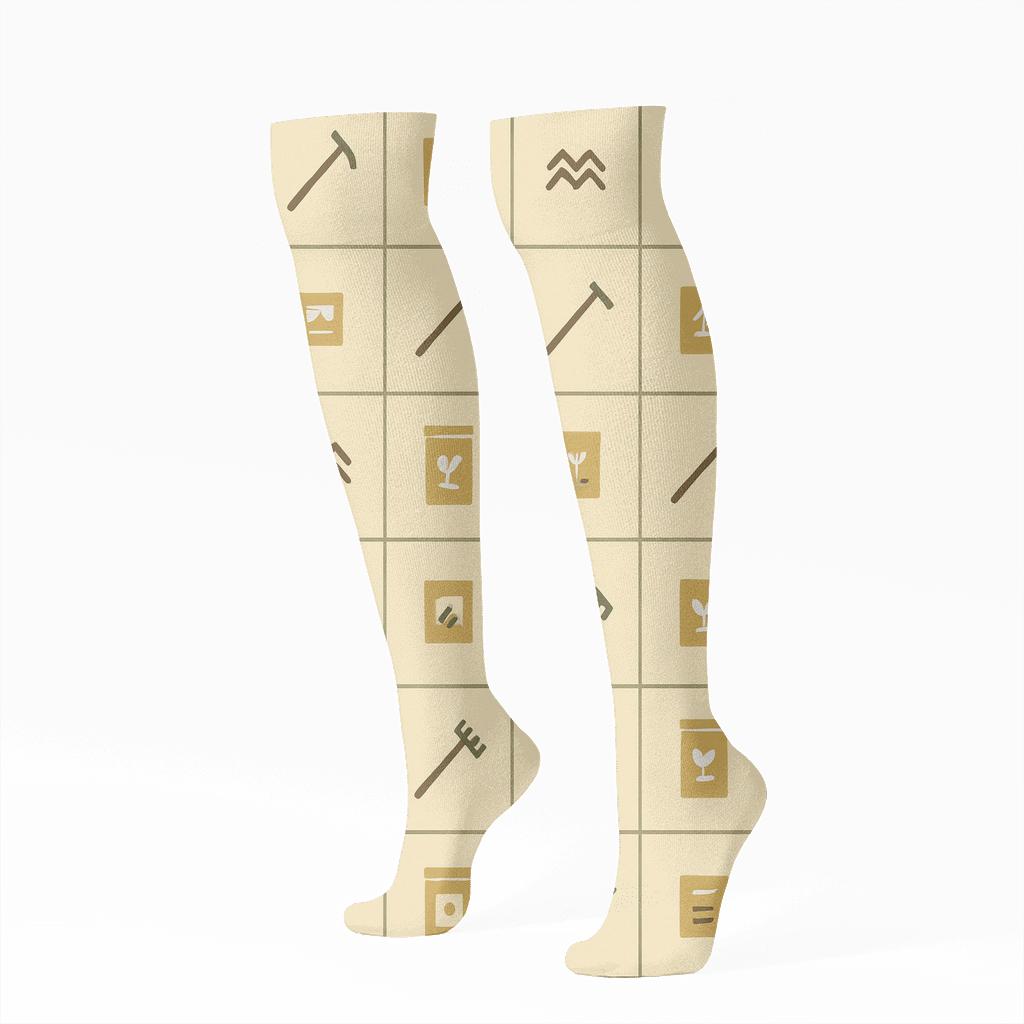 Tool Lattice With Farmer Charm comfortable cotton knee-high socks