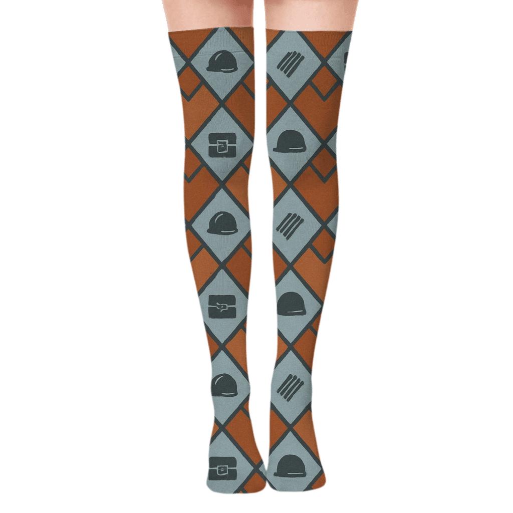 Shingle Lattice With Roofer Icons stylish fashion over-the-knee socks