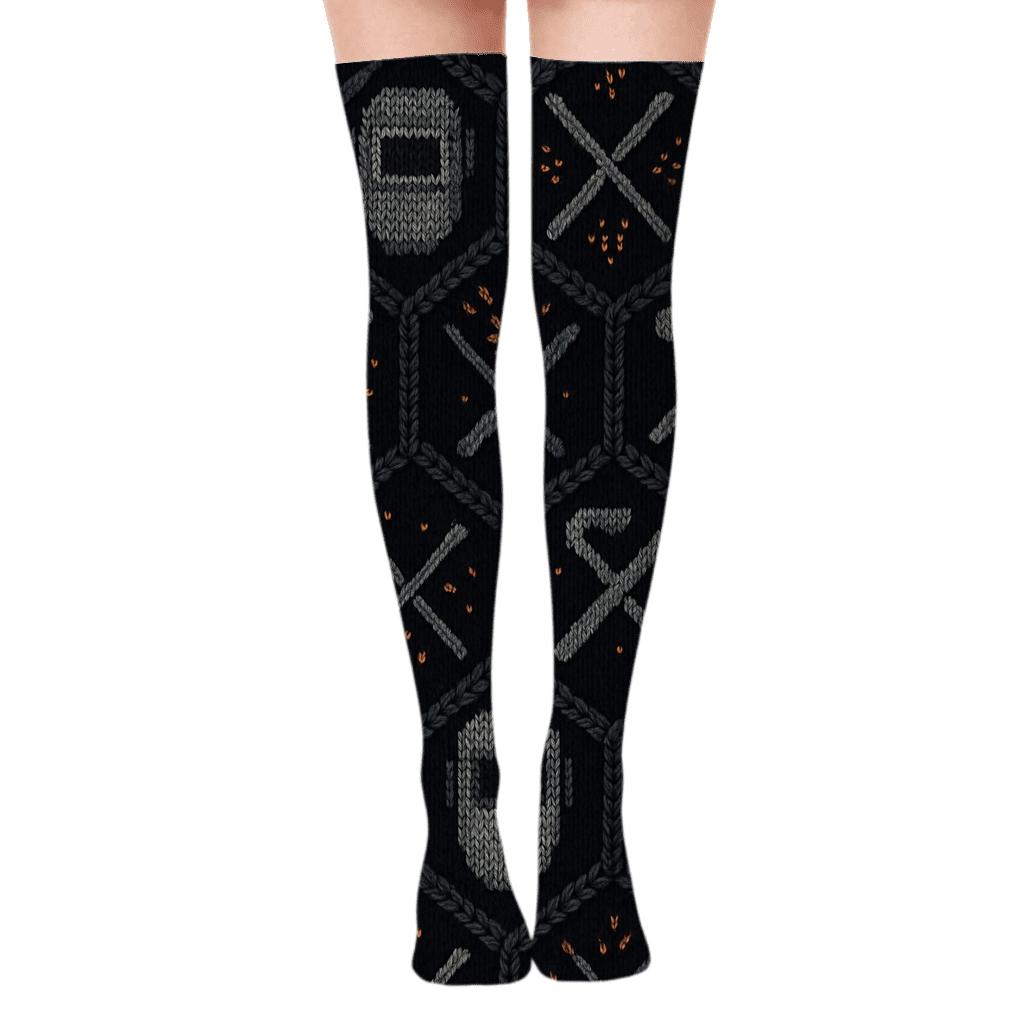 Knitted Spark Mosaic, Welder Edition premium cozy over-the-knee socks