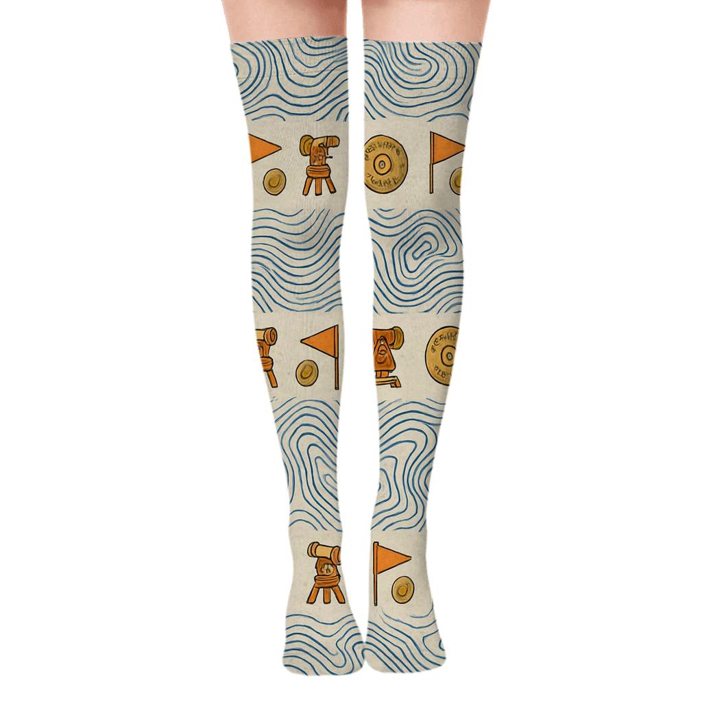 Topographic Bandana With Surveyor Icons stylish fashion over-the-knee socks