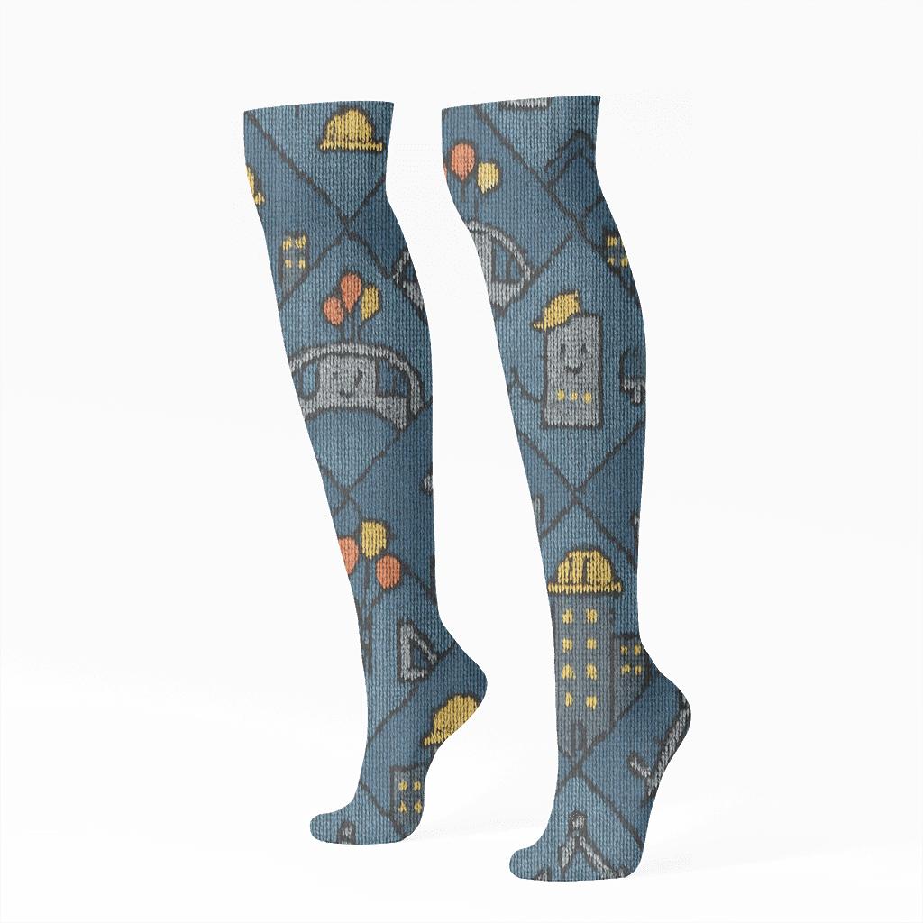 Knitted City Party Tessellation, Architect Edition soft everyday knee-high socks