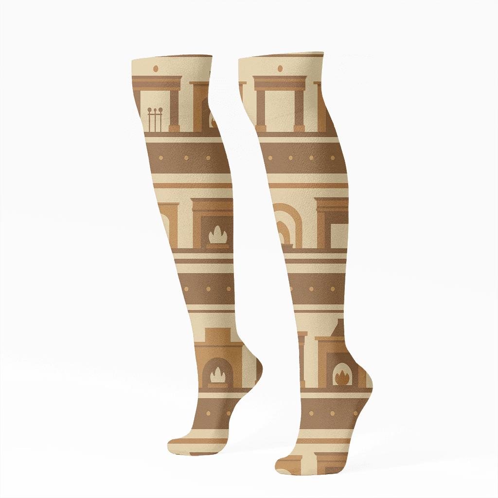 Mantel Silhouette Bands With Fireplace custom knee-high socks