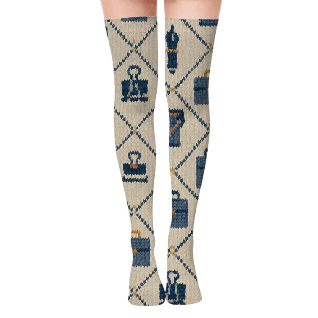 Knitted Case Files Paralegal Pattern designer print over-the-knee socks