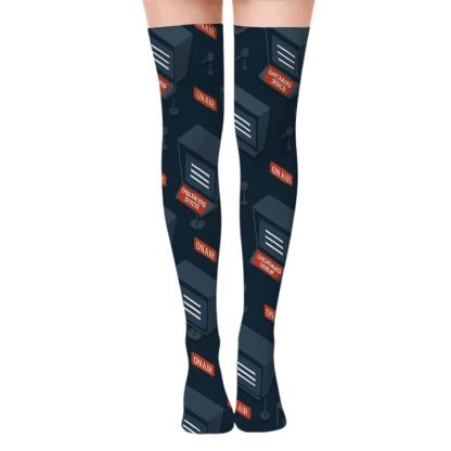 Midnight Teleprompter Lattice For News Anchor comfortable cotton over-the-knee socks