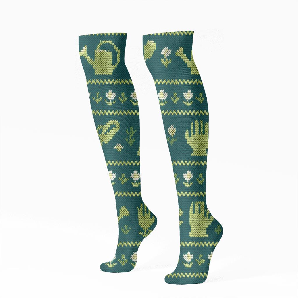 Knitted Garden Borders In Groundskeeper Style soft everyday knee-high socks