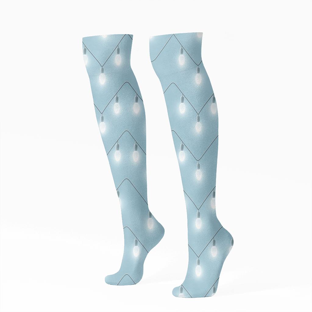 Icicle Light Chevron On Icy Blue Field stylish athletic knee-high socks