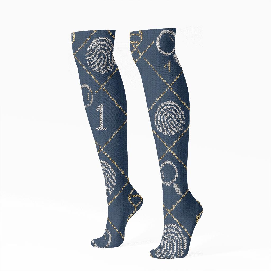 Forensic Scientist Fingerprint Lattice Knit Illusion custom knee-high socks