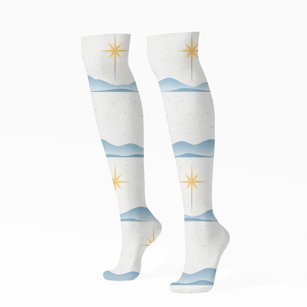 Minimal Horizon Guiding Repeat With Star Of Bethlehem trendy patterned knee-high socks
