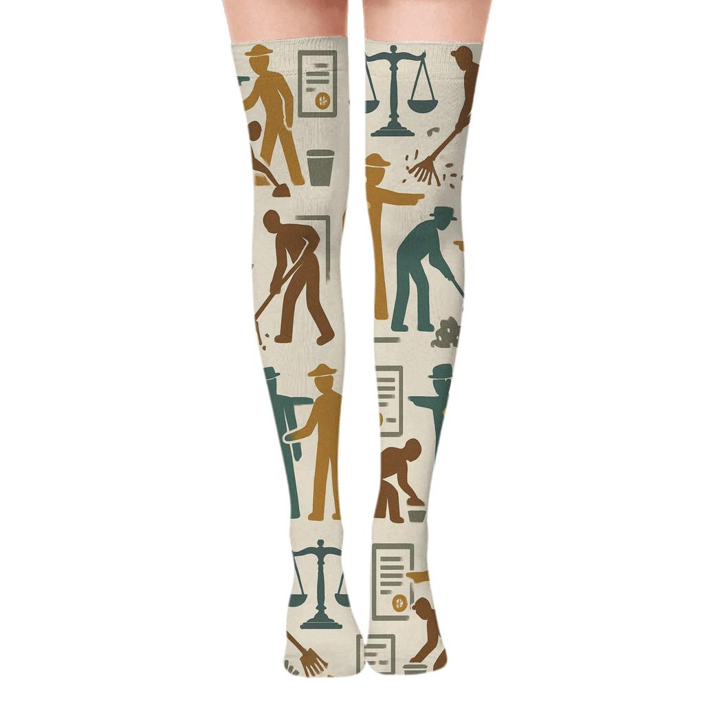 Community Service Grid With Probation Officer Focus trendy patterned over-the-knee socks