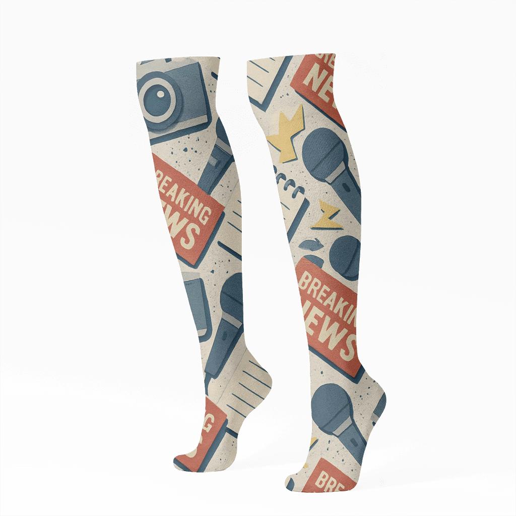 City Beat Reporter Collage Lattice custom knee-high socks