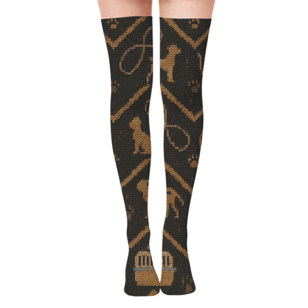 Animal Control Officer Knit Illusion Paw And Crate Chevron trendy patterned over-the-knee socks