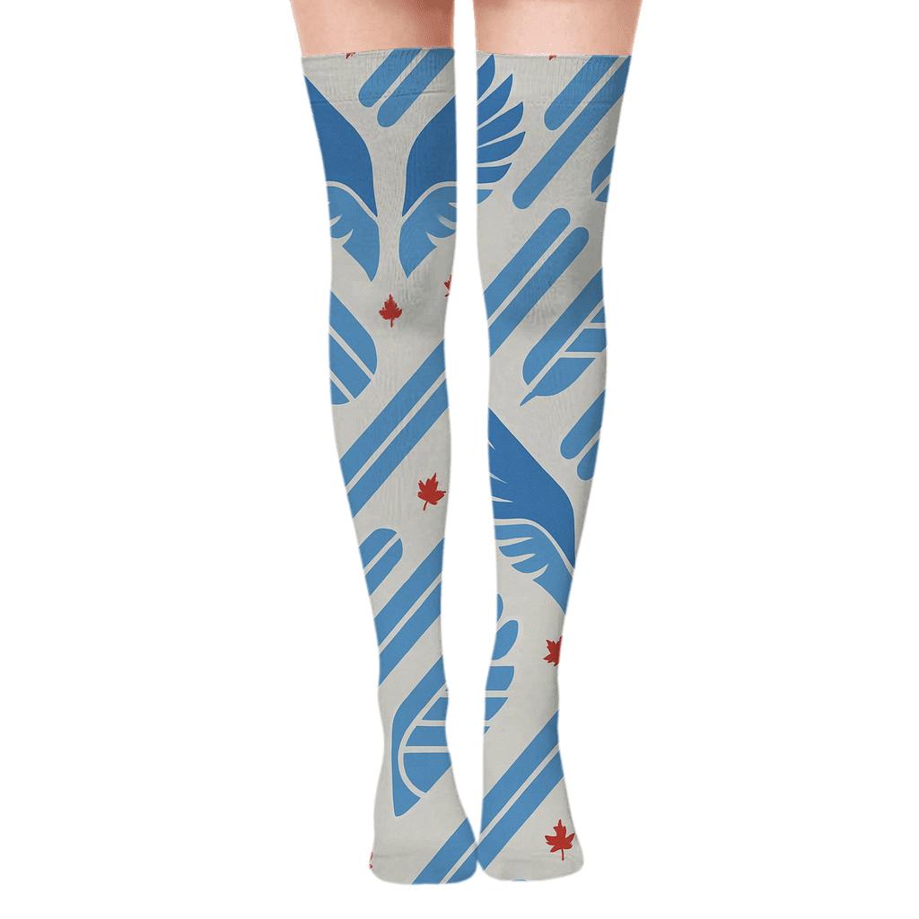Wing Motif Tessellation For Blue Jays Spirit premium cozy over-the-knee socks