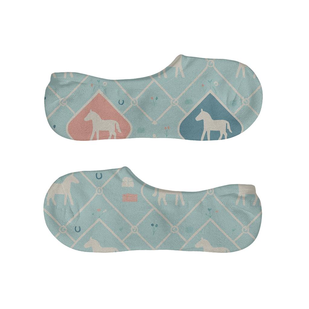 Botanical Lattice With Pony Silhouette Charm soft cotton no-show socks