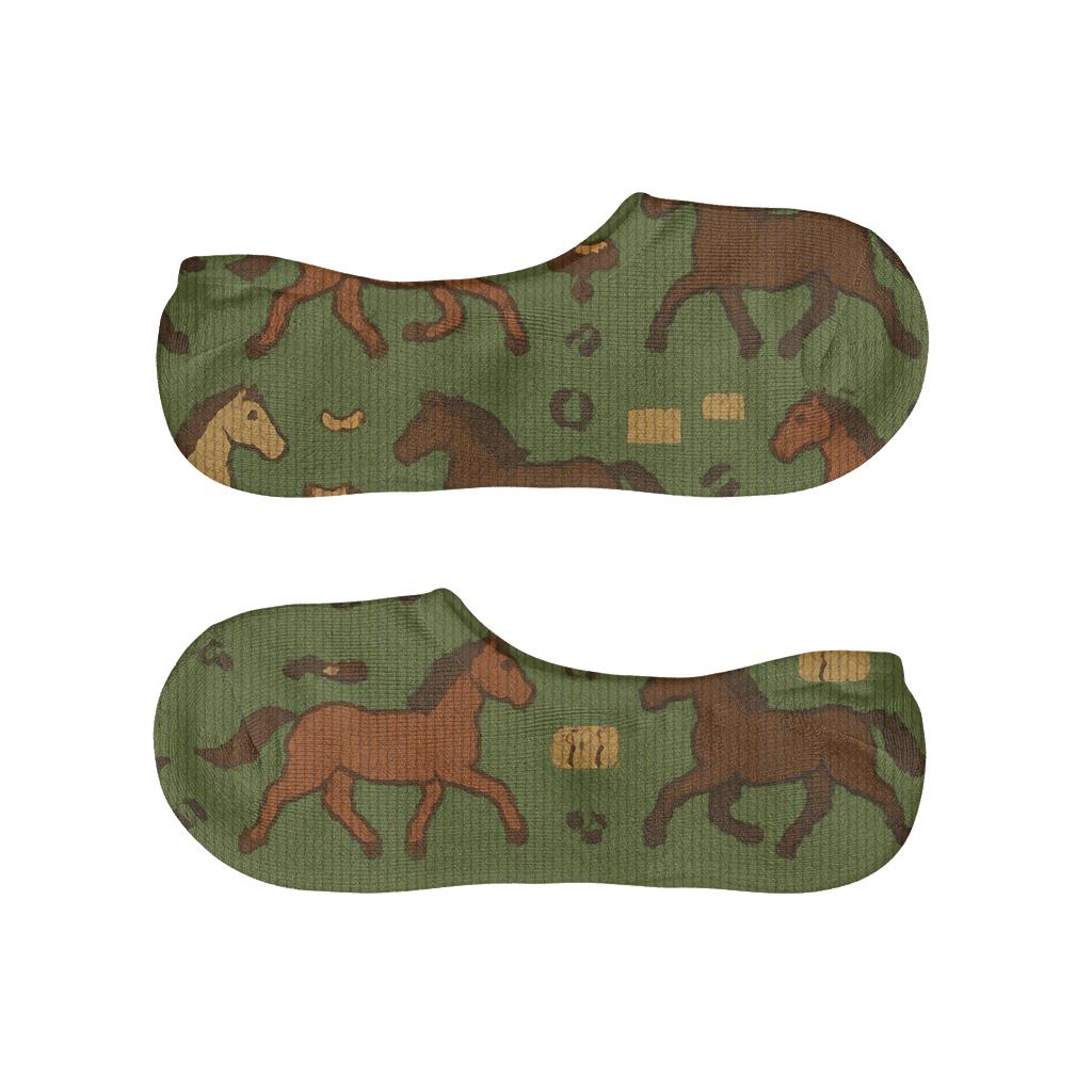 Knitted Illusion Horse Meadow Tile breathable seamless no-show sockscustom no-show socks
