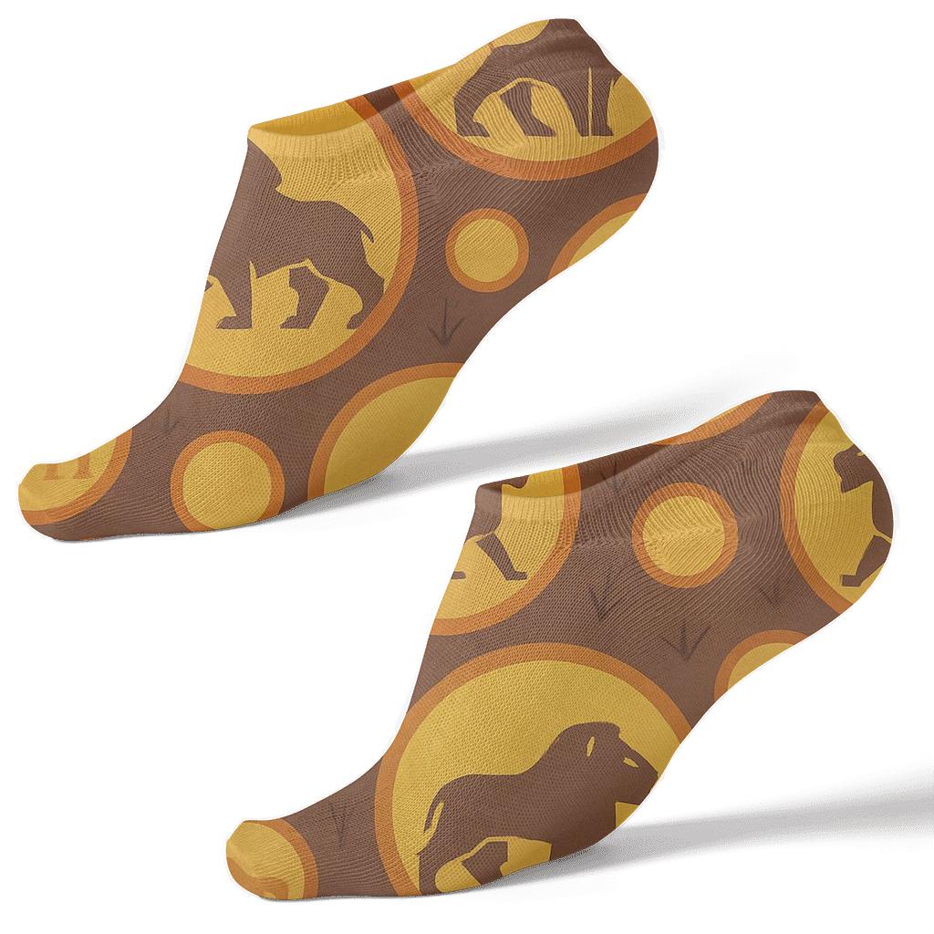 Savanna Sunset Medallions With Lion In Minimal Graphic stylish athletic ankle socks