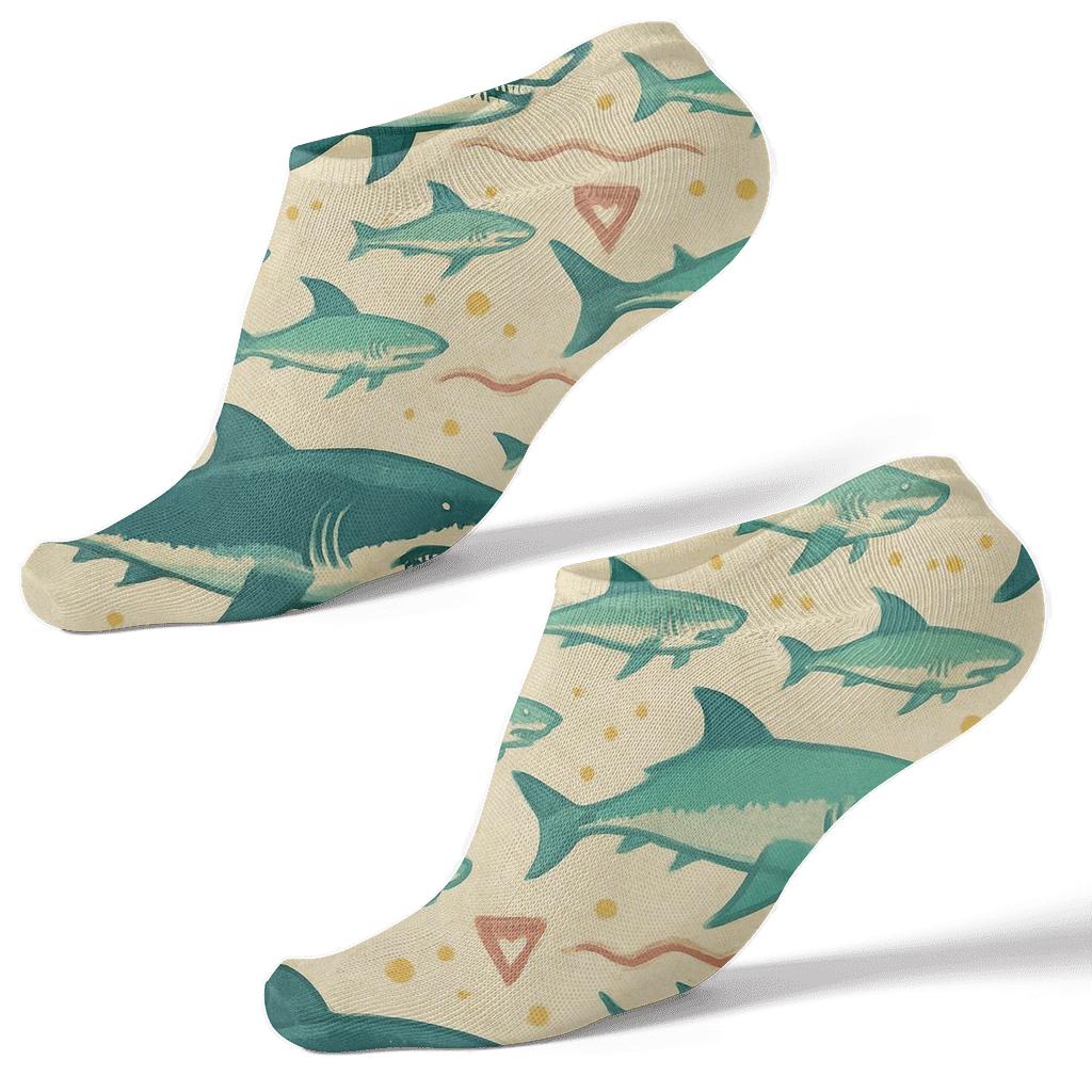 Vintage Marine Poster Look Shark Repeat personalized ankle socks