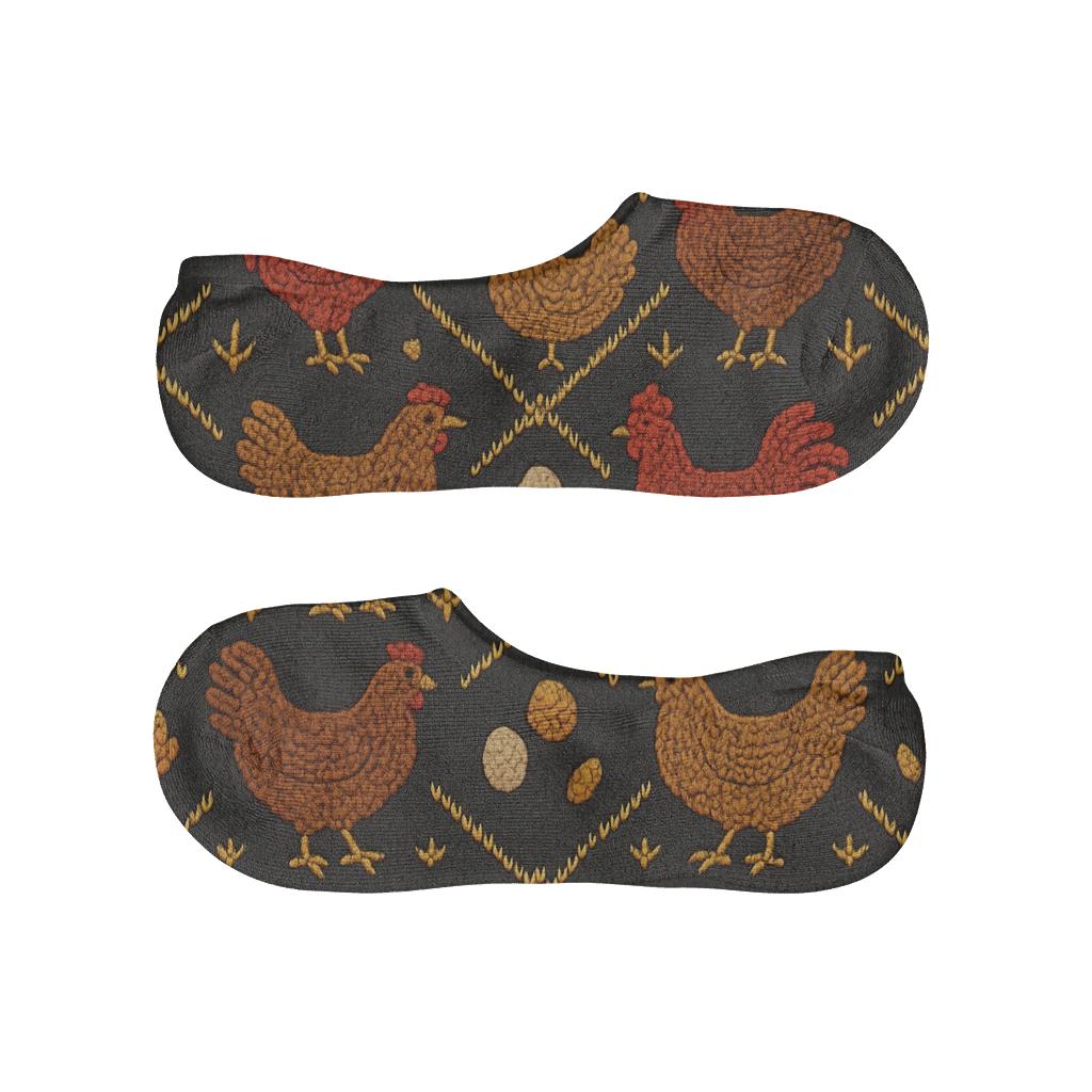 Knitted Illusion Chicken Feather Lattice designer printed no-show socks