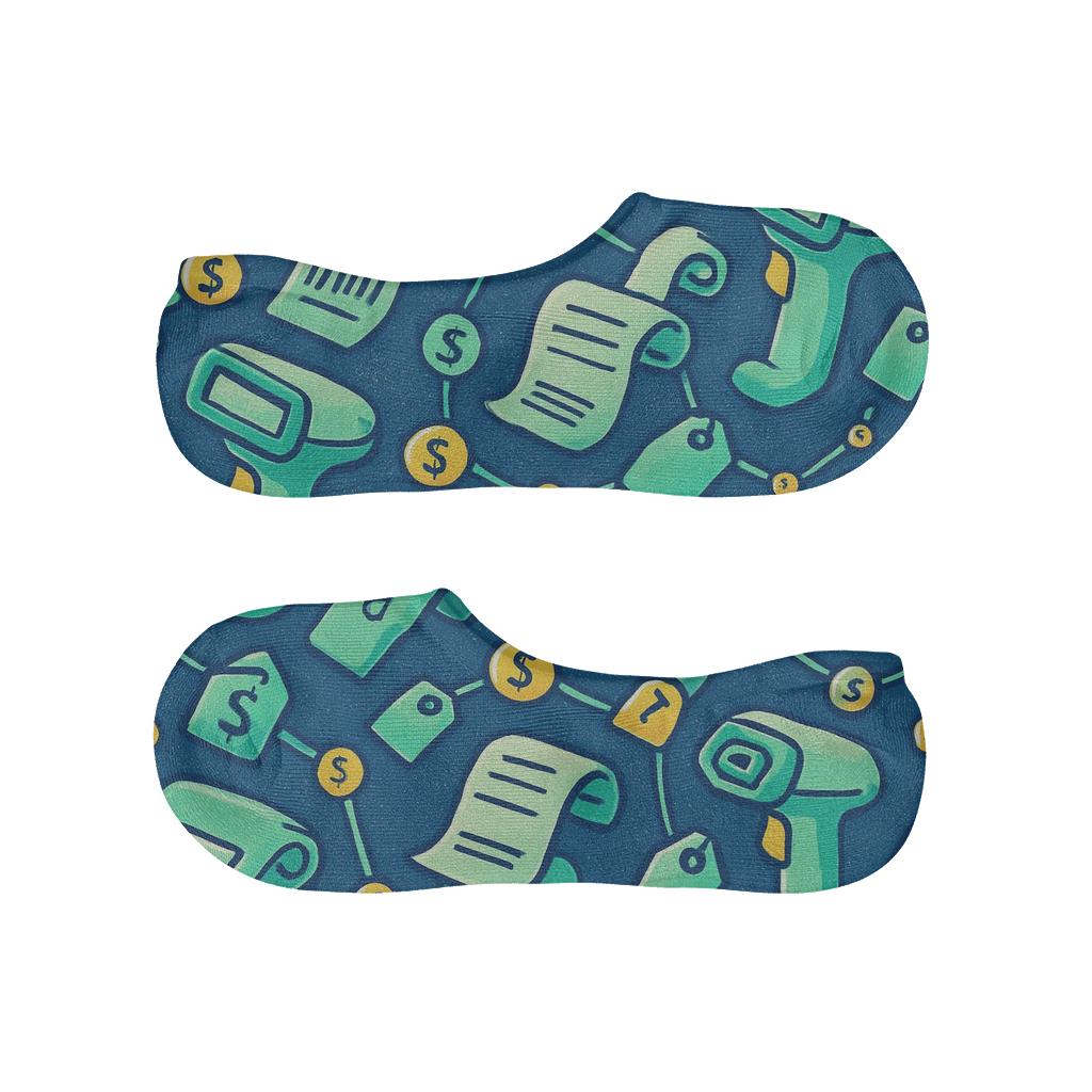 Barcode Scanner Lattice For Cashier Chic breathable no-show socks