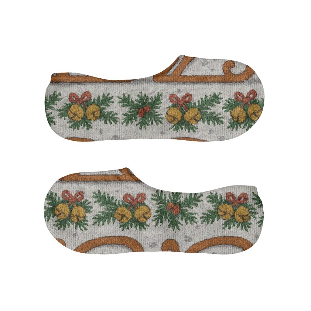 Pine Bough Bands With Sleigh Runners Pattern low cut no-show socks