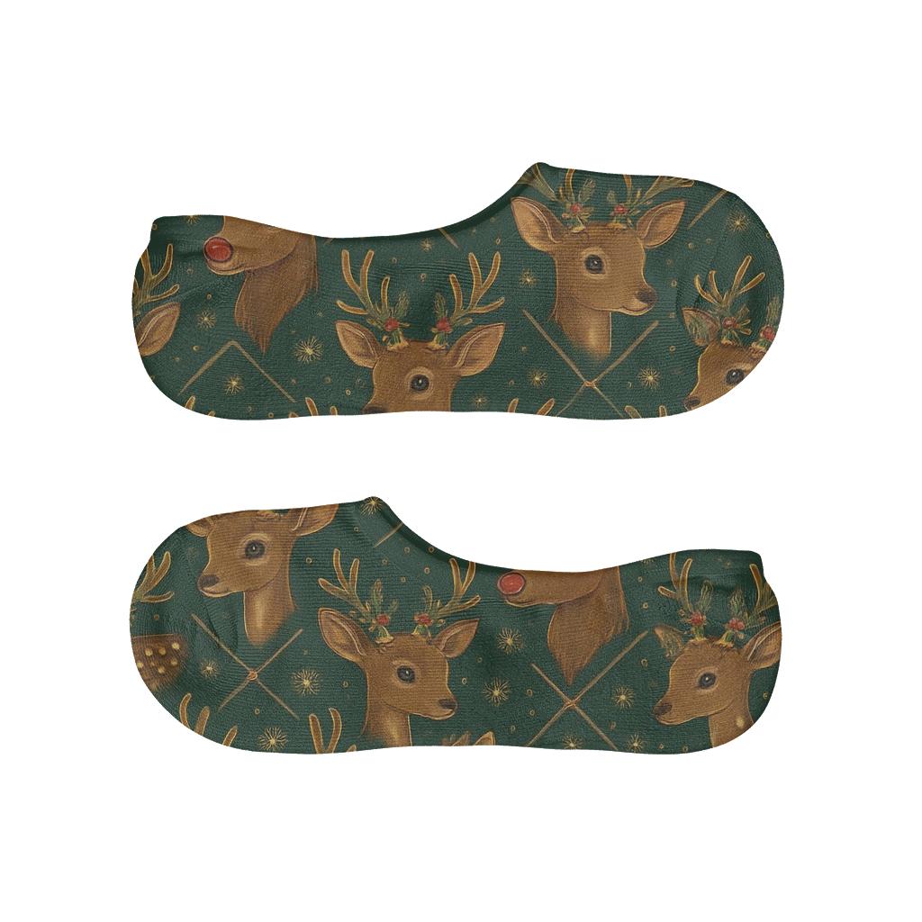 Antler Crown Lattice, Rudolph Edition anti-slip no-show socks
