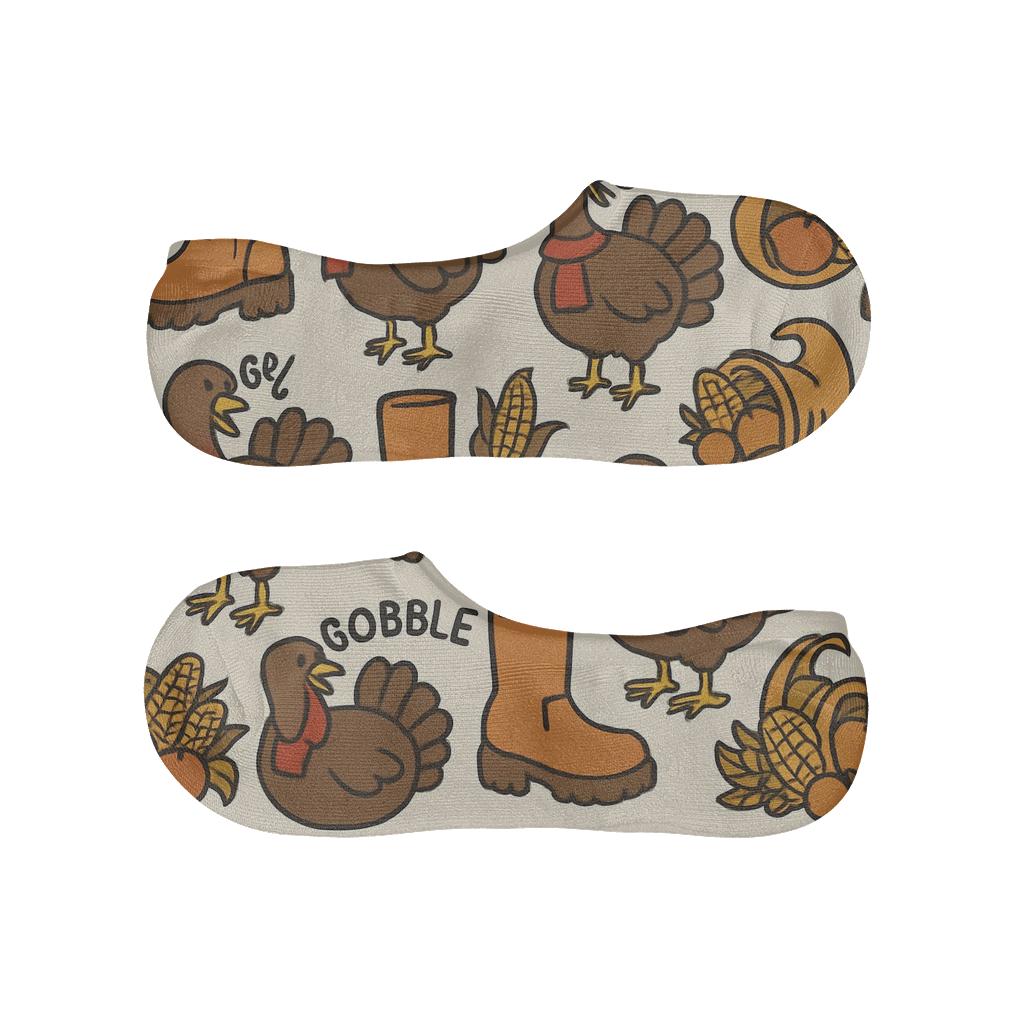 Harvest Spotlight With Turkey Boots Pattern low cut no-show socks