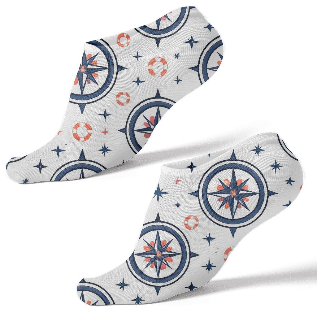 Compass Rose Rhythm For Sailor Textiles comfortable cotton ankle socks