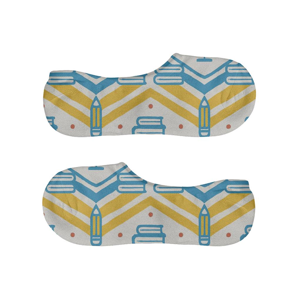 Pencil Book Chevron Pattern For Teacher comfortable invisible socks
