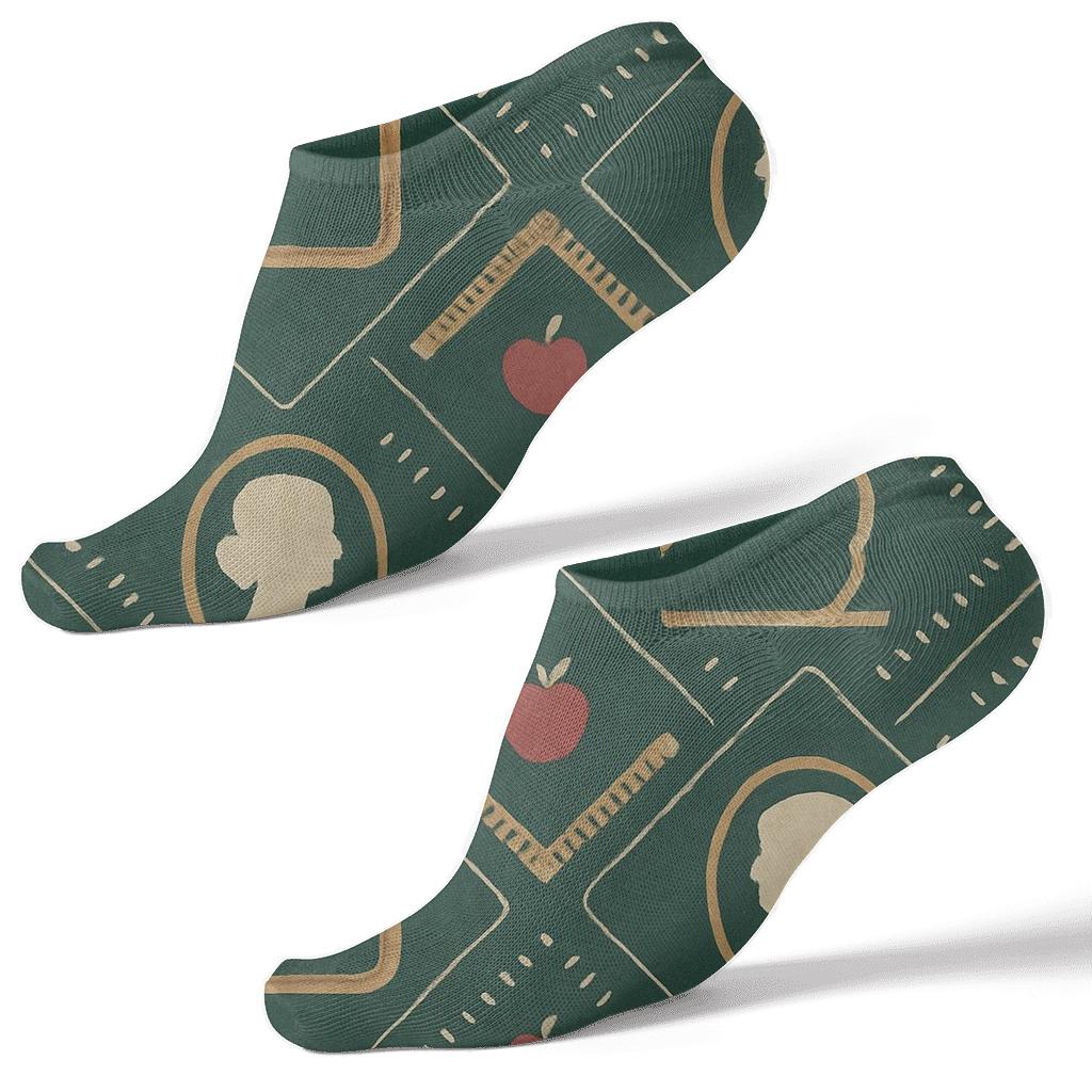 Chalkboard Lattice With Teacher Icons stylish athletic ankle socks