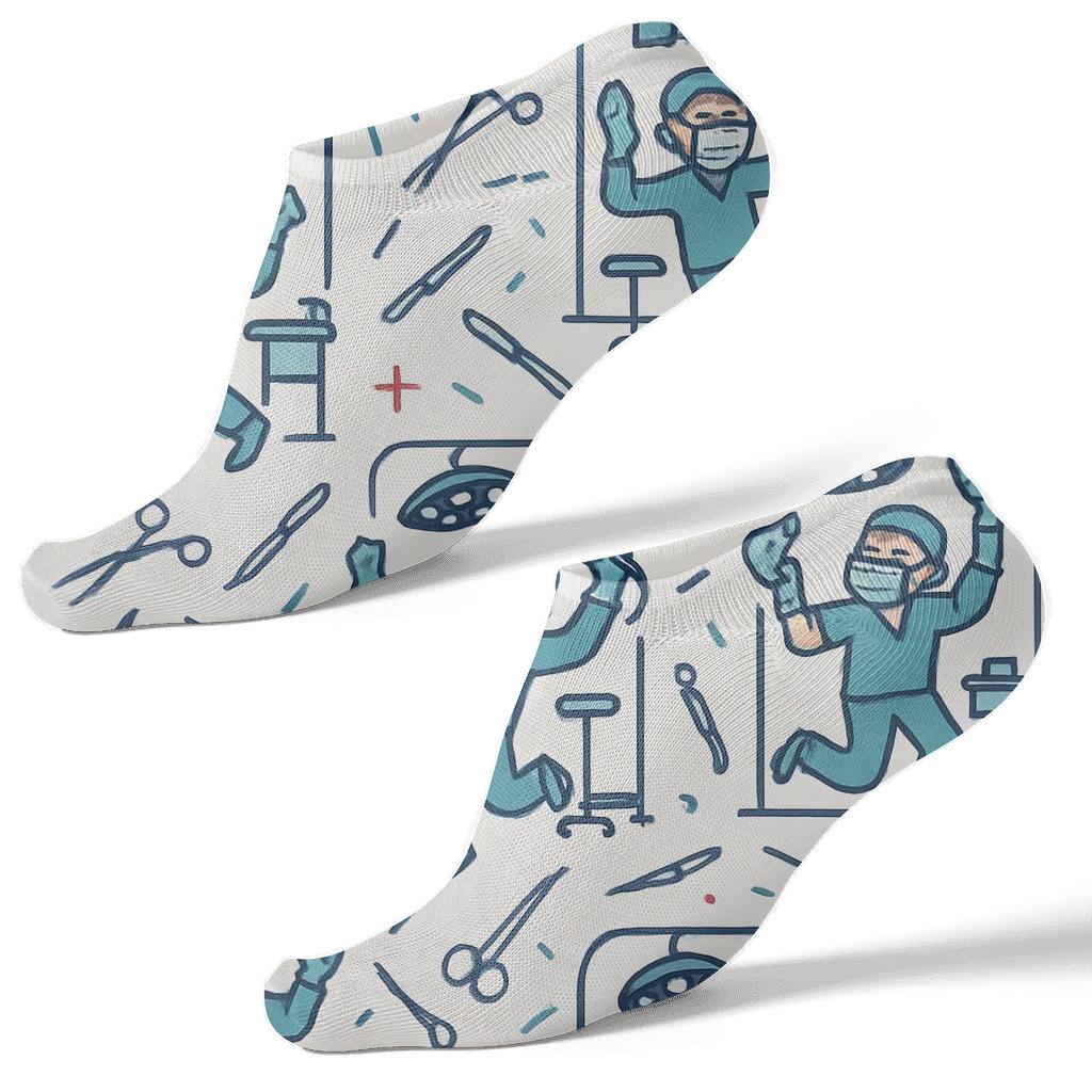 Operating Room Party With Surgeon Characters personalized ankle socks