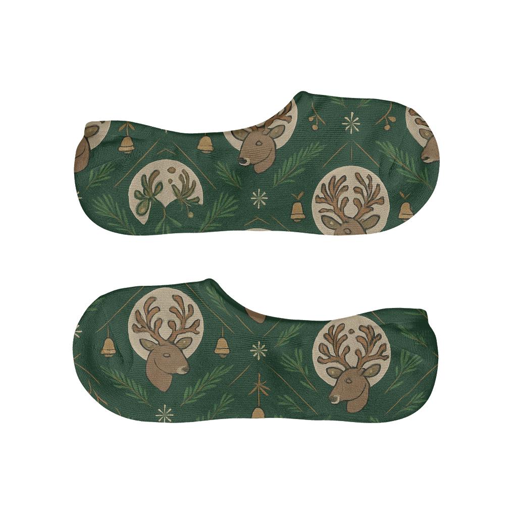 Scandinavian Folk Motif Reindeer Medallion Lattice anti-slip no-show socks