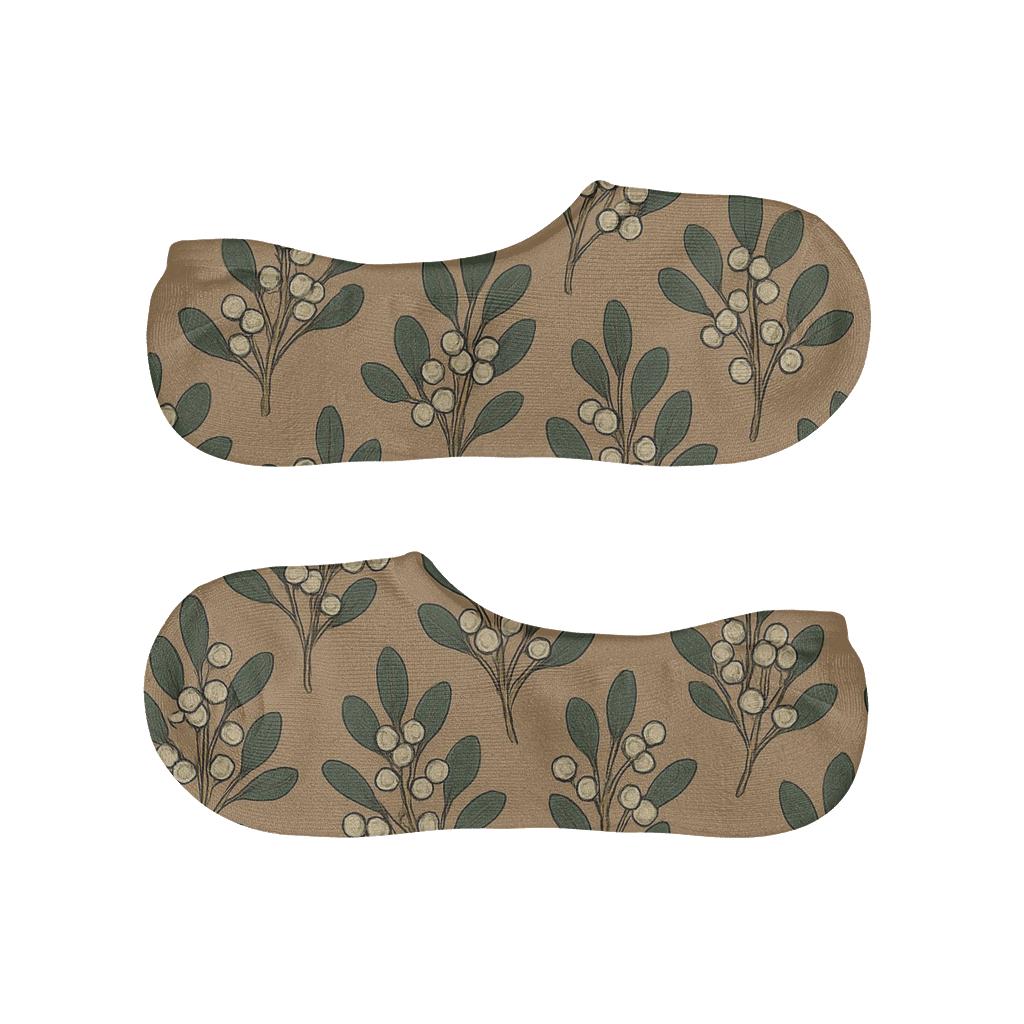Botanical Rhythm Mistletoe On Kraft Paper personalized no-show socks