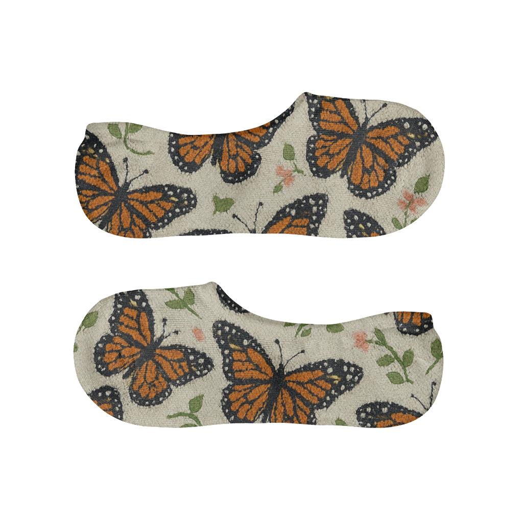 Monarch Knitted Wing Chevron Meadow On Ivory Background anti-slip no-show socks