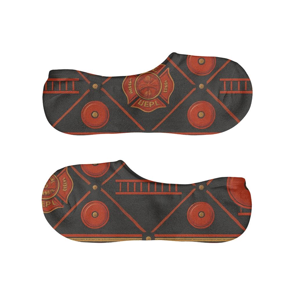 Ladder Stripe Bands With Fire Fighter Badges designer printed no-show socks