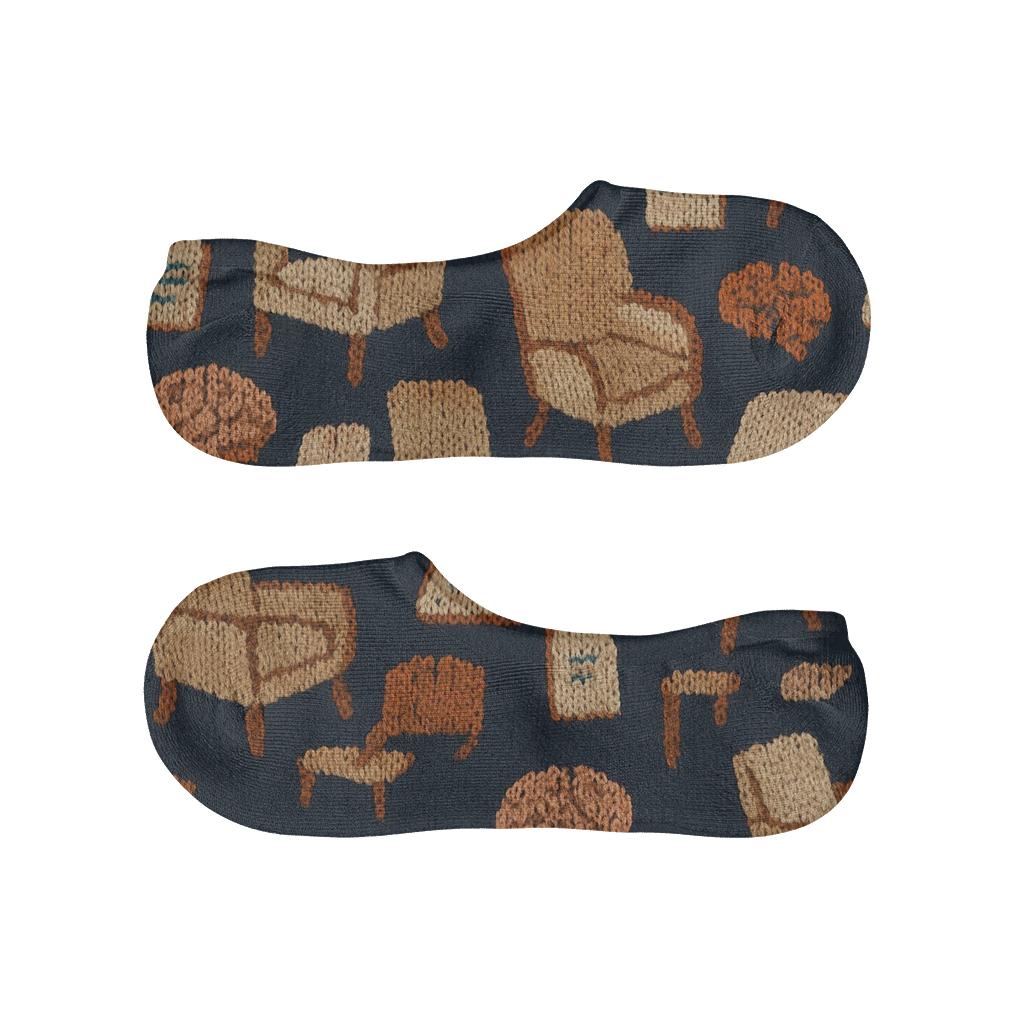 Knitted Illusion Therapy Chairs, Psychologist Edition designer print no-show socks