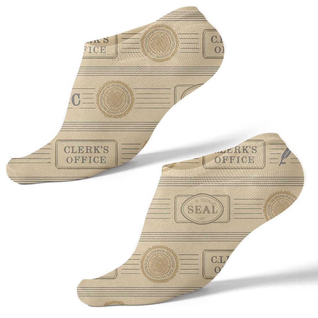 Vintage Document Look Pattern Bands With Court Clerk Text stylish athletic ankle socks