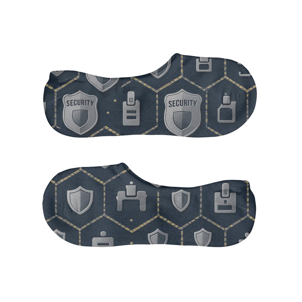Midnight Security Guard Badge Lattice No Show Socks